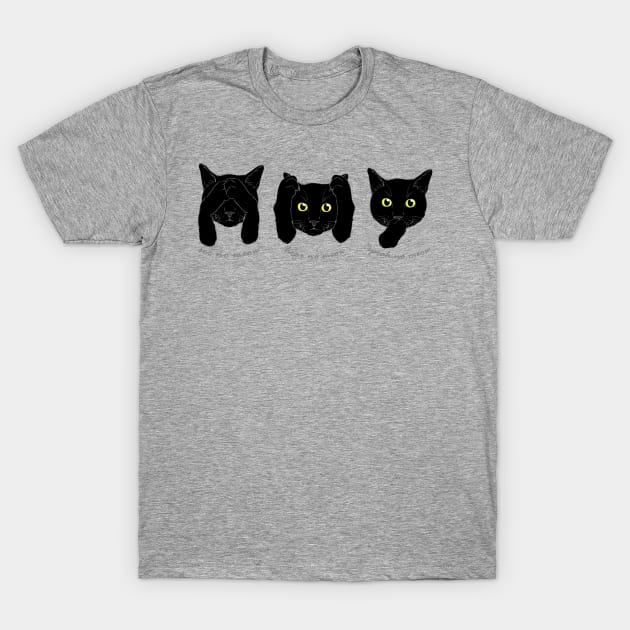 No Evil Cat - Black Cats T-Shirt by meownarchy